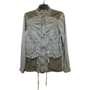 Max Jeans Women’s Snap Front Lace Detail Lightweight Jacket Olive Green Size M